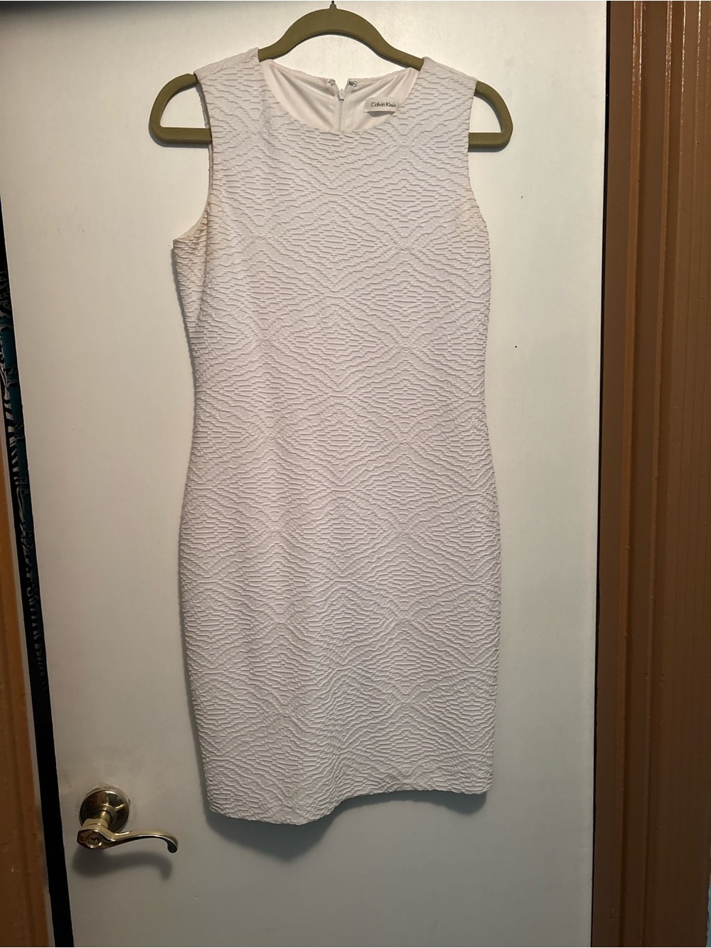 Calvin Klein White Textured Sheath Dress